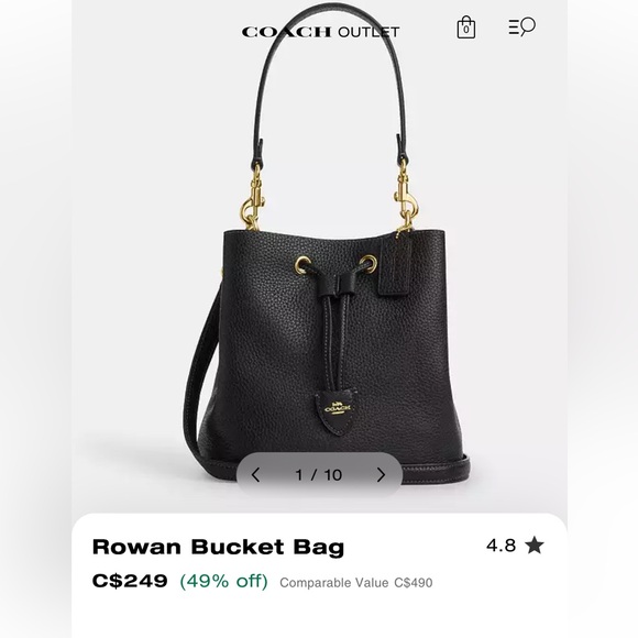 Authentic Coach Rowan Black Leather Drawstring Shoulder Bag- Like New - Picture 6 of 12